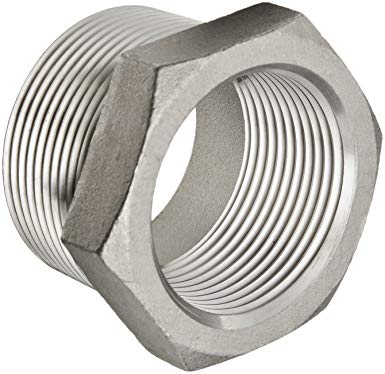 Stainless Steel 304 Cast Pipe Fitting, Hex Bushing, Class 150, 1/2" NPT Male X 3/8" NPT Female