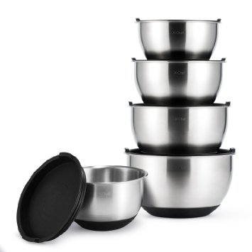 Mixing Bowls Set, X-Chef Professional Stainless Steel Mixing Bowls With Lids,Set of 5