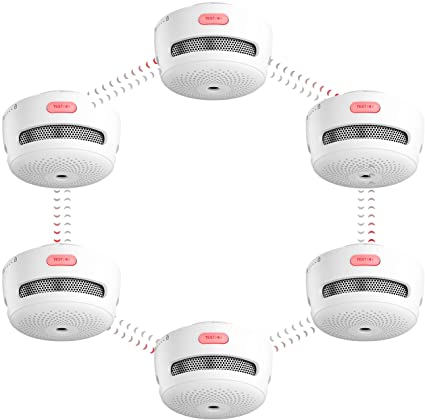 X-Sense Wireless Interconnected Smoke Alarm Detector with Over 820 ft Transmission Range, Replaceable Battery-Operated Mini Fire Alarm, Conforms to EN 14604 Standard, XS01-WR, 6-Pack