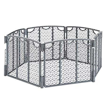 Evenflo Versatile Play Space, Indoor & Outdoor Play Space, Easy & Quick Assembly, Portable, 18.5 Square Feet of Enclosed Space, Durable Construction, For Children 6 to 24 Months, Cool Gray