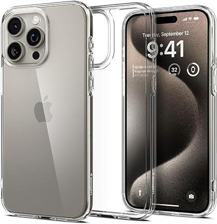 SPIGEN Ultra Hybrid Designed for Apple iPhone 15 Pro Case (2023)[6.1-inch] Air Cushion Bumper Slim Hard Clear Cover - Clear