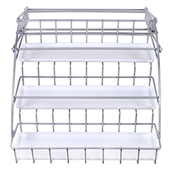 Rubbermaid Pull Down White Spice Rack and Satin Nickel, Clear