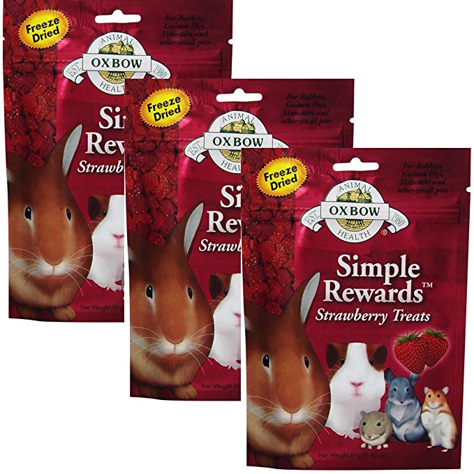 Oxbow SIMPLE REWARDS Treats Rabbit Guinea Pig Chinchilla STRAWBERRY .5 oz 3 PACK