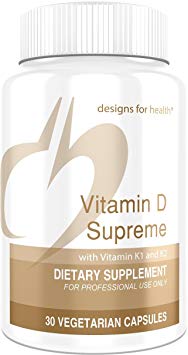 Designs for Health - Vitamin D Supreme - 5000 IU High Potency Vitamin D3  Vitamin K1   K2 MK7, One per Day, 30 Capsules