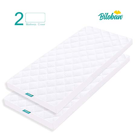 Cradle Mattress Pad Cover for 36" × 18" Standard Cradle Mattress, Ultra Soft Bamboo Fleece Surface and Extra Waterproof Layer, 2 Pack, Washer & Dryer