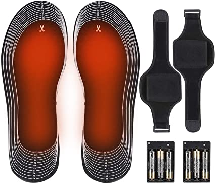 Eebuy Electric Heated Insole, Battery Operated Heated Shoe Inserts Winter Heated Insoles for Men and Women, Electric Heating Insoles for Outdoor Sports Hunting/Fishing/Shoveling Snow