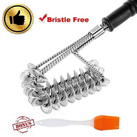 BBQ Grill Brush, OUREIDA 17 Inch Safe Bristle Free BBQ Brush - Stainless Steel Barbecue Grill Cleaner - 3 in 1 BBQ Cleaning Brushes - Great BBQ  Accessories for Grilling Lover