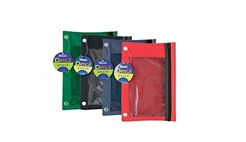 Bazic 3-Ring Pencil Pouch with a Mesh Window, Colors May Vary (803) (2-Pack)