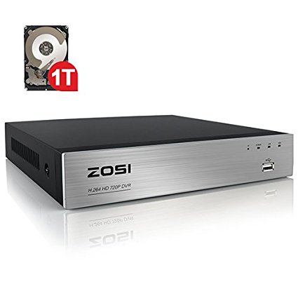 ZOSI 1080N/720P 8 channels 4-in-1 DVR HD TVI CCTV DVR Security System Network Motion Detection H.264 8CH Digital Video Recorder 1TB Hard Drive For 720P,1080P Security Camera System