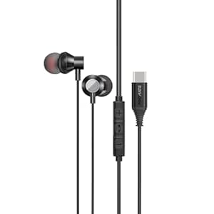 Promate Silken-C USB-C™ Earbuds, Premium Comfort-Fit Type-C™ in-Ear Earphones with in-Built Microphone, Anti-Tangle Cable, Hands-Free Calling and Button Controls for USB Type-C™ Enabled Devices.Black