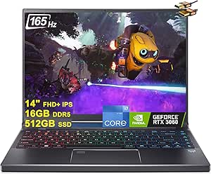 acer Predator Triton 300 SE 14 Gaming Laptop 14" FHD  IPS 165Hz Intel 14-Core i7-12700H 16GB DDR5 512GB SSD GeForce RTX 3060 6GB RGB Backlit Fingerprint Thunderbolt Win11 Black   HDMI Cable