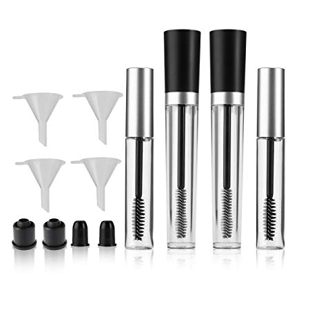 PIXNOR Empty Mascara Tube with Eyelash Wand Eyelash Cream Container Bottle, Rubber Inserts Funnels Set for Castor Oil 7.5ml and 10ml