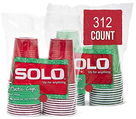 SOLO 18oz Red And Green Plastic Cups, 12-Packs of 26ct (312ct Total Cups)