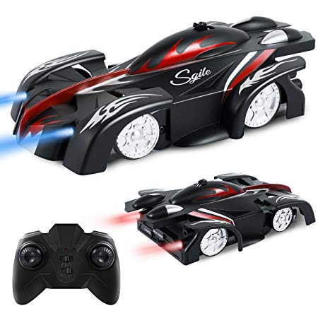 SGILE Remote Control Car Toy, Cool Rechargeable RC Wall Climber Car with Mini Control Dual Mode 360° Rotating Stunt Car LED Head Gravity-Defying[Copy Right Reserved]