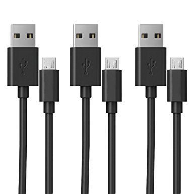 [3 Pack] 10FT Extra Length Micro USB Cable,Easylife High Speed USB 2.0 A Male to Micro B Data Sync and Charging Cord Wire Universal for Samsung,LG,HTC,Motorola,Android,Tablet,Camera
