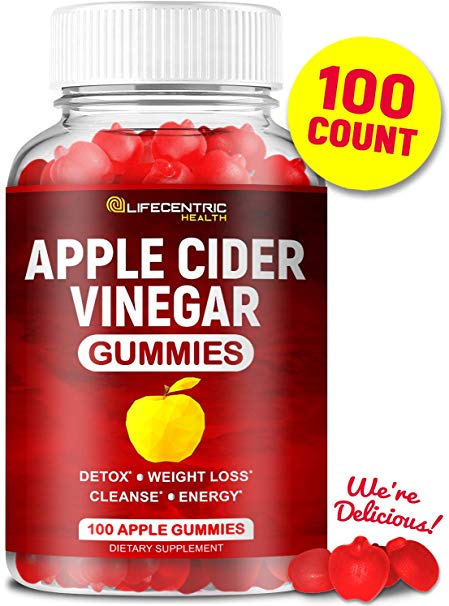 Apple Cider Vinegar Gummies 100 Count | Delicious Alternative to Apple Cider Vinegar Capsules & Apple Cider Vinegar Pills for Weight Loss | Gluten-Free Organic Unfiltered ACV Gummies with The Mother