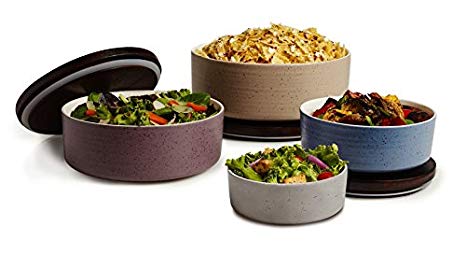 Libbey Urban Story Ceramic Bowl with Lid Set (Multi-Size, Multi-Color)