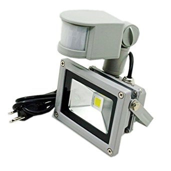 ZHMA 10W Motion Sensor Flood Light,US 3-Plug Outdoor LED Flood Lights,Smart PIR Outdoor Security Floodlight ,700lm, 100W Equivalent Bulb, Basement Light,3000K Warm White