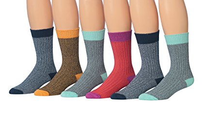 James Fiallo Men's 6-Pairs Colorful Ragg Marled Knit Warm Cotton Crew Boot Socks