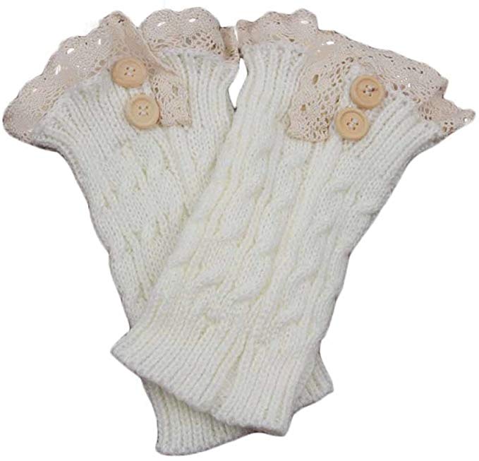 HP95(TM) Womens Knitted Lace Pierced Leaf Leg Warmers Boot Socks Boot Cover