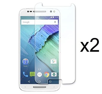 Motorola Moto X Pure Edition 2015 - 2 Pack - Premium Tempered Glass 033mm 9H Hardness Clear Screen Protectors  Atom LED