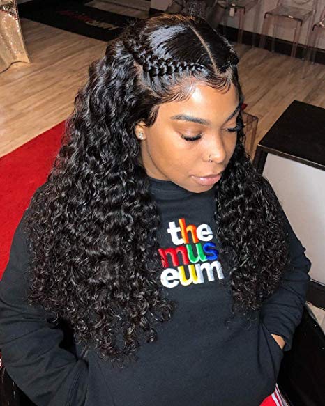 Eayon Hair 360 Lace Frontal Wig Human Hair with Baby Hair Water Wave Brazilian Remy Lace Wigs for Black Women 180% Heavy Density 20 inches Natural Color