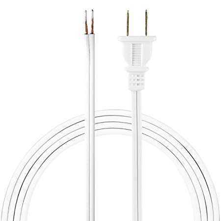 GE Lamp Cord Set with Molded Plug, 8-Foot, White 54475