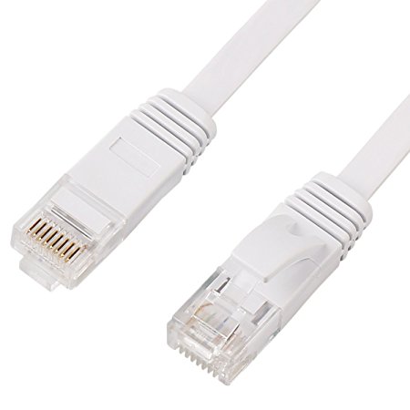 Ethernet Cable, Flat Cat6 Network Cable Gigabit Ethernet Patch Cord RJ45 Network Twisted Pair Lan Cable (33Feet/10M, White)