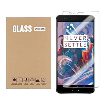OnePlus 3 / OnePlus 3T Screen Protector - Dtdepth 0.25mm Ultra Slim [3D Touch] Full Coverage Full Transparent Tempered Glass Film Screen Guard Case Friendly For Oneplus Three / 3T - Curved Edge