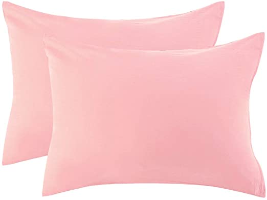 uxcell Zippered Standard Pillow Cases Pillowcases Covers Protectors, Egyptian Cotton 300 Thread Count, Pack of 2, Light Pink Standard (20" x 26")