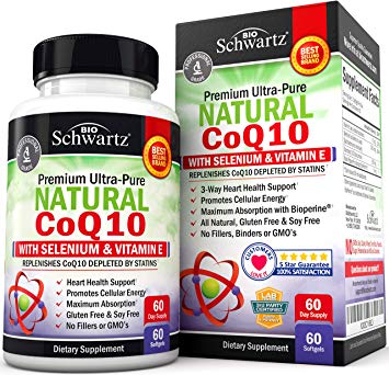 Natural CoQ10 200mg Supplement - with Selenium & Vitamin E for Cardiovascular, Cellular & Muscular Health Support - Promotes Protection from Oxidative Stress - with BioPerine for Maximum Absorption