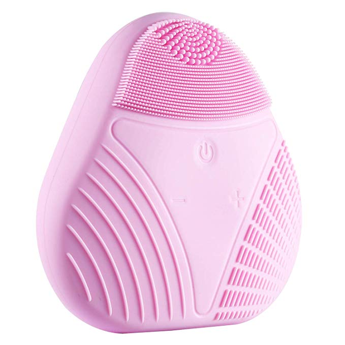 Facial Silicone Electric Face Scrubber Cleansing, Omnidirectional Sonic Face Cleanser Massager Cleansing Brush, Rechargeable IPX7 Waterproof Anti-Aging Removing Deep Cleansing Skin Care(Pink)