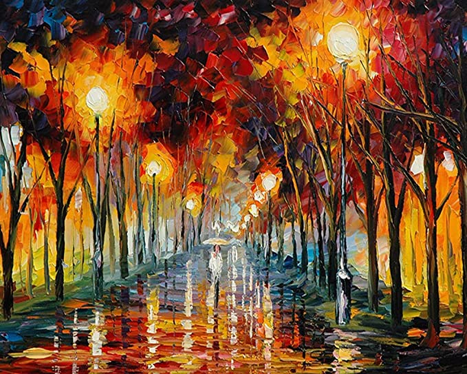 Leaflai DIY 5D Diamond Painting Golden Grove Kits for Adults Full Round Drill（12x16inch/30x41cm）, Paintings Embroidery Pictures Arts Craft for Home Wall Decor，5D Painting Dots Kits Landscape