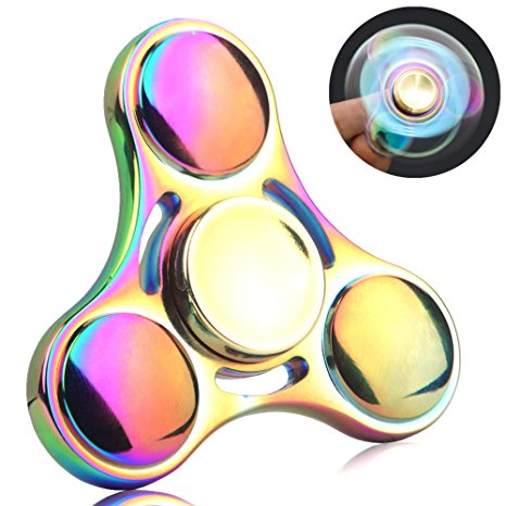 Fidget Spinner, Greatever EDC Tri Fidget Hand Spinning Toy Time Killer Stress Reducer High Speed Focus Toy Gifts Perfect for ADD, ADHD, Anxiety, Boredom and Autism Adult Kids (K11 Rainbow)