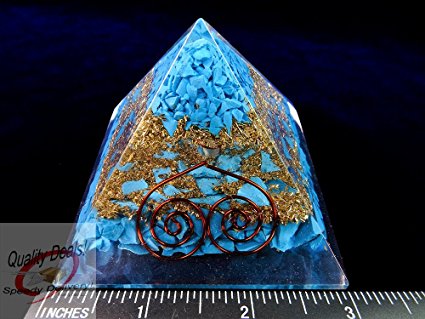 Charged Chakra New Orgonite Orgone Turquoise Pyramid Crystals Gemstones Copper Metal Mix Reiki Chakra