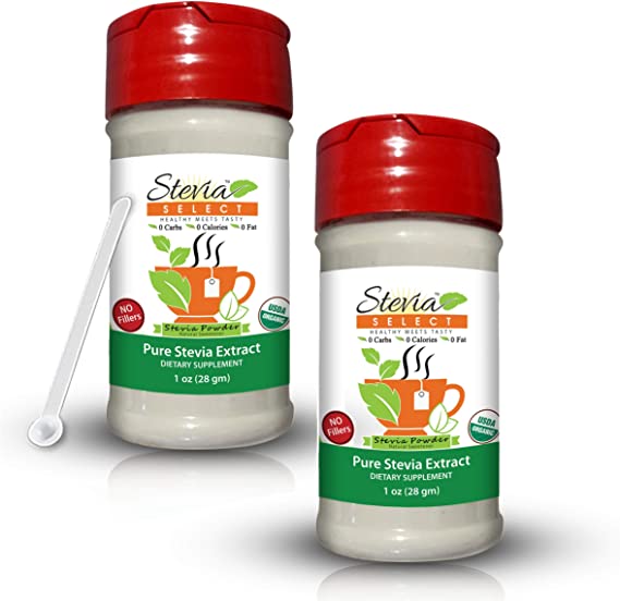 Stevia Powder-Organic Stevia-100% Pure Stevia Extract-No Fillers-(2 Pack) 1 Oz Stevia from The Sweet Leaf-Perfect Weight Loss Diet Aid-Natural Sweetener-Great Tasting Stevia Guarantee!