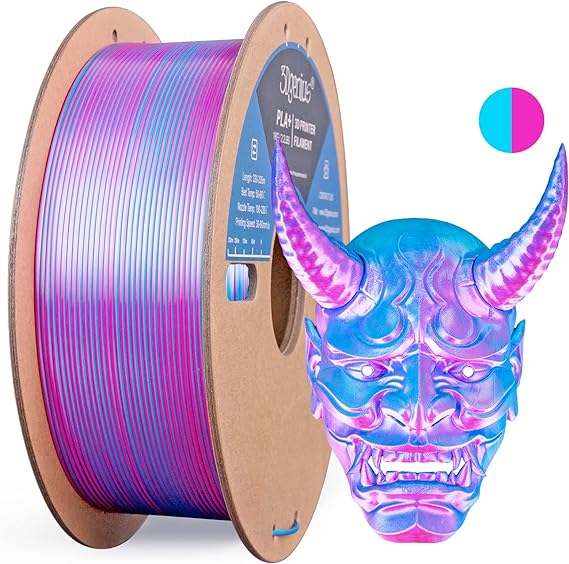 Silk PLA 3D Printer Filament Double Color Silk PLA Filament 1.75mm 3D Printing Filament Fit Most FDM Printers, 1KG Spool(2.2lbs), 2 in 1 Color Rose Red Sky Blue