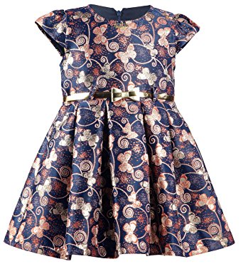 Lilax Little Girls' Shimmer Butterfly Occasion Dress with belt