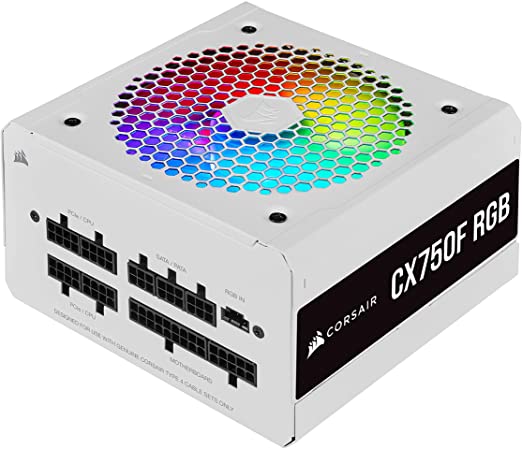 Corsair CX750F RGB, 750 Watt, 80 Plus Bronze, Fully Modular RGB White Power Supply, 750 Watts