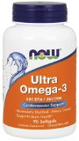 NOW Foods Ultra Omega 3 Fish Oil 90 Softgels Packaging may vary