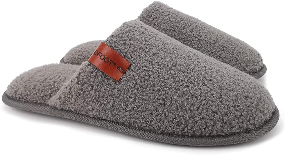 ofoot Womens Indoor Slippers Memory Foam Teddy Wool-Like Fluffy Fuzzy Soft Cozy Warm Winter Non Slip Bedroom House Shoes