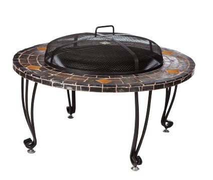 AmazonBasics Natural Stone Fire Pit with Copper Accents, 34-Inch