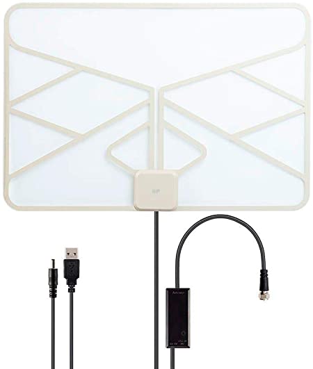 Monoprice Clear Window or Wall Mount Paper Thin HDTV Antenna with in-line Active Amplifier, 139299