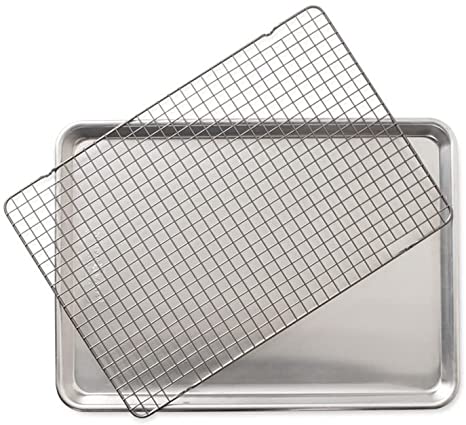 Nordic Ware - 43172AMZM Nordic Ware Half Sheet with Oven Safe Nonstick Grid, 2 Piece Set, Natural