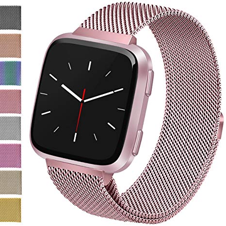 Vancle For Fitbit Versa Bands, Stainless Steel Milanese Mesh Loop Metal Replacement Wristbands with Magnet Lock for Fitbit Versa