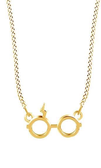 Jewel Zone US Harry Potter Glasses Charm Pendant Necklace in Gold Over Sterling Silver