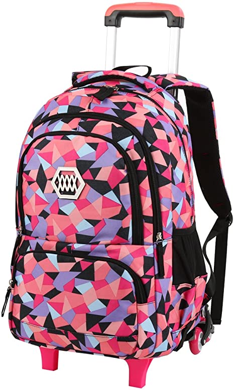 VBG VBIGER Rolling Backpack for Girls Wheeled Backpack Trolley School Bag Travel Luggage