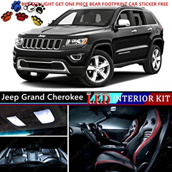 16pcs LED Premium Xenon White Light Interior Package Deal for Jeep Grand Cherokee 2011-2015