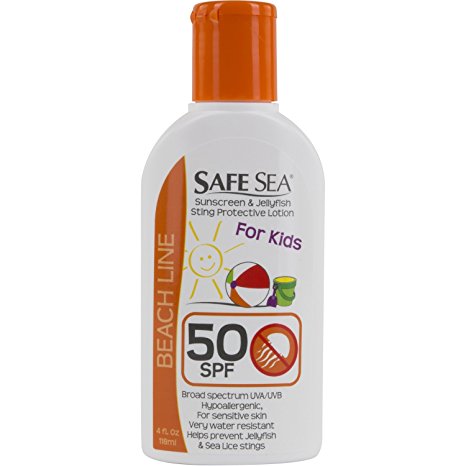 Safe Sea Anti-jellyfish Sting Protective Lotion - Sunscreen - Sunblock - Sea Lice - Jelly Fish (SPF50 Kids, 4oz Bottle)