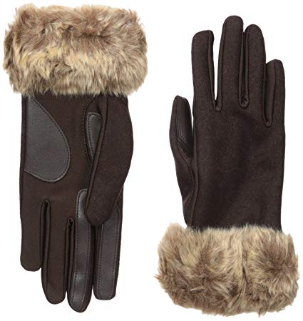 Isotoner Women's Boiled Wool smarTouch Gloves with Faux Fur